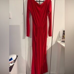 Fashion Nova Eloise Boat Neck Maxi Dress In Red Size XL NWT